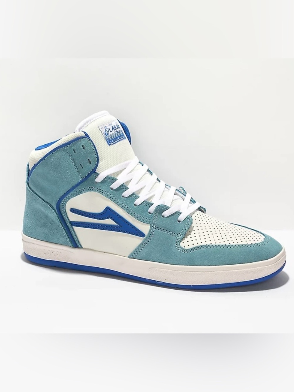 Lakai Gass Telford White & Powder Blue Suede High Top Skate Shoes Size 8
